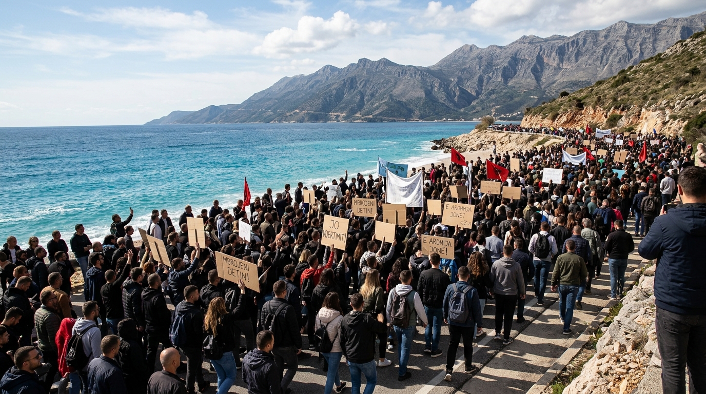 Thousands protest in Albania against Jared Kushner-backed luxury resort plan