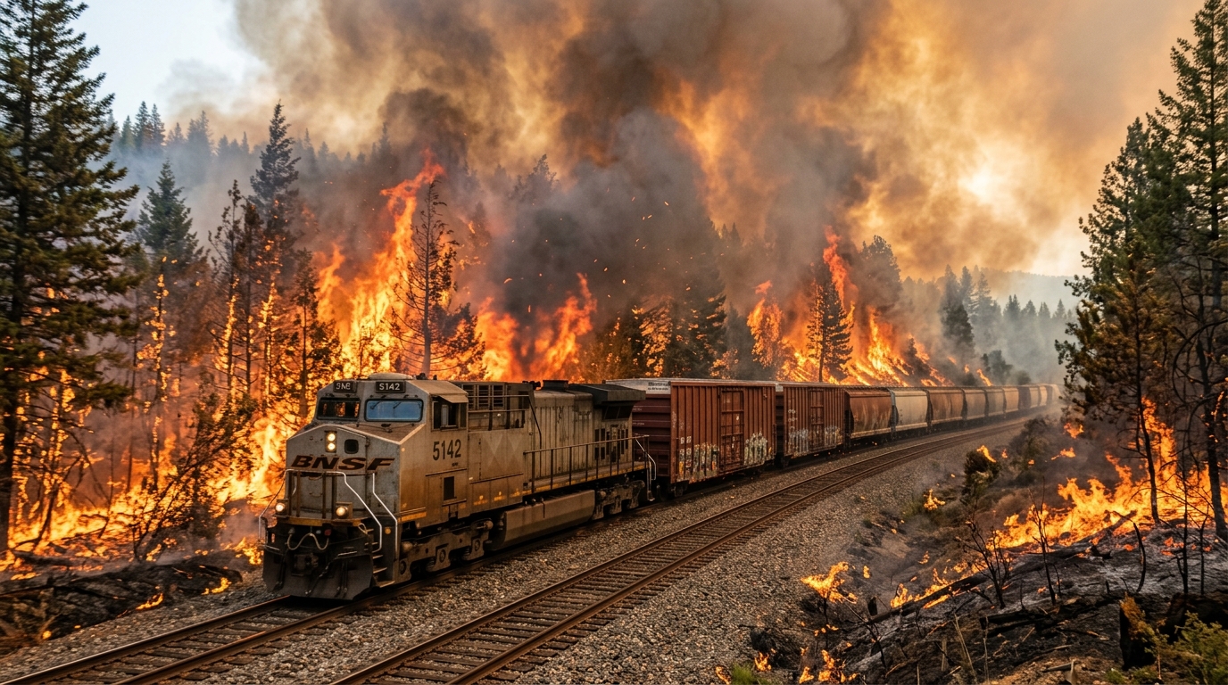 Canada wildfires leave train 'encased in flames' as smoke drifts towards US, prompting evacuations
