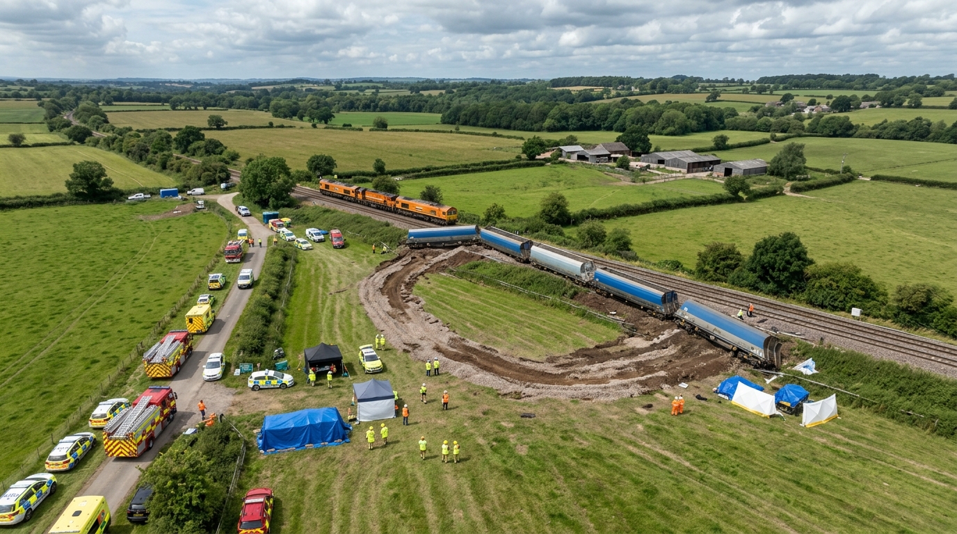 Passenger train derails in southern England, injuring 18 with 2 seriously hurt