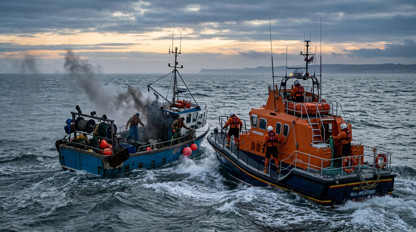 Over 150 migrants rescued after boat catches fire in English Channel