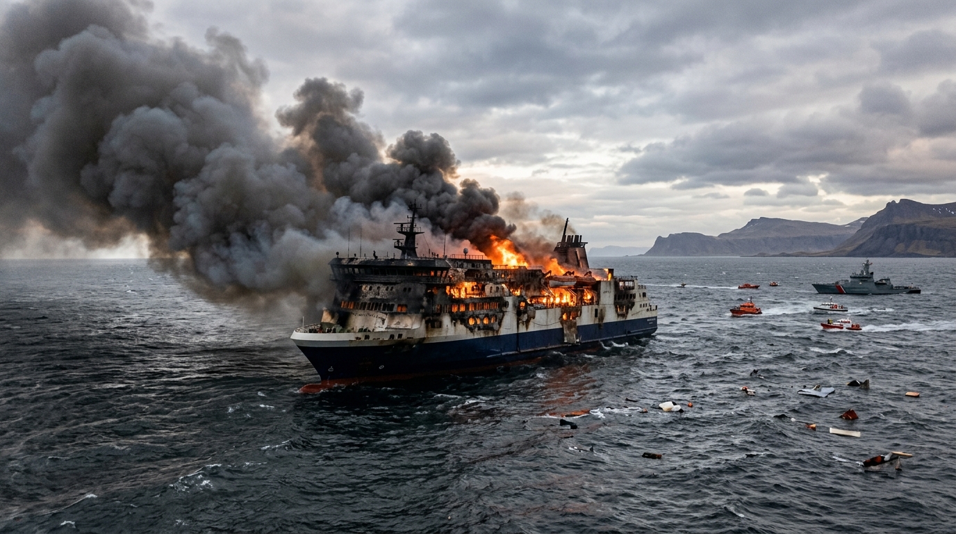 Blaze engulfs Indonesian passenger ferry off Java, leaving at least five dead