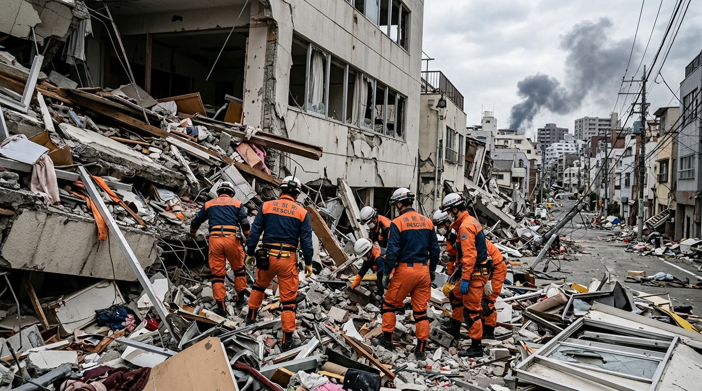 Japanese mall explodes after magnitude 6.8 earthquake; rescuers search for survivors
