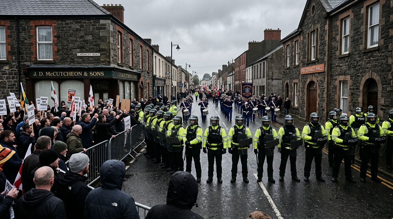 Tensions run high in Northern Ireland as protesters block contentious Orange Order march