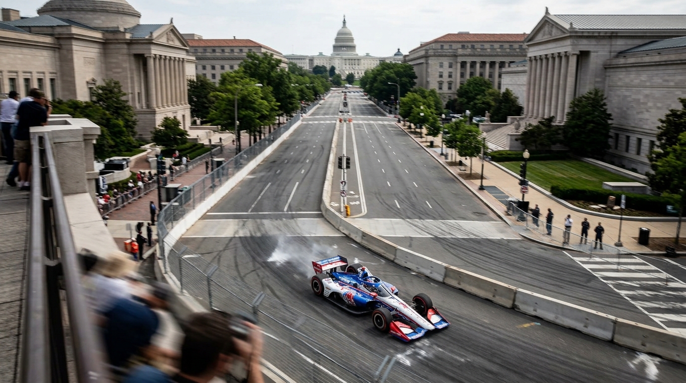 IndyCars Zoom Through Washington D.C. for Freedom 250 Event, President Trump Kicks Off Race