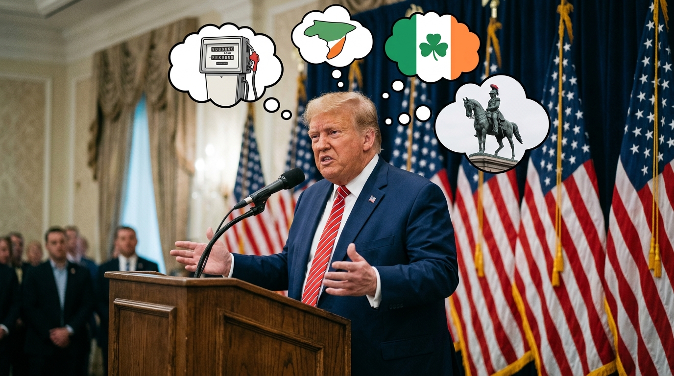 Trump's political moves and comments spark debate on gas prices, 2028, and Ireland