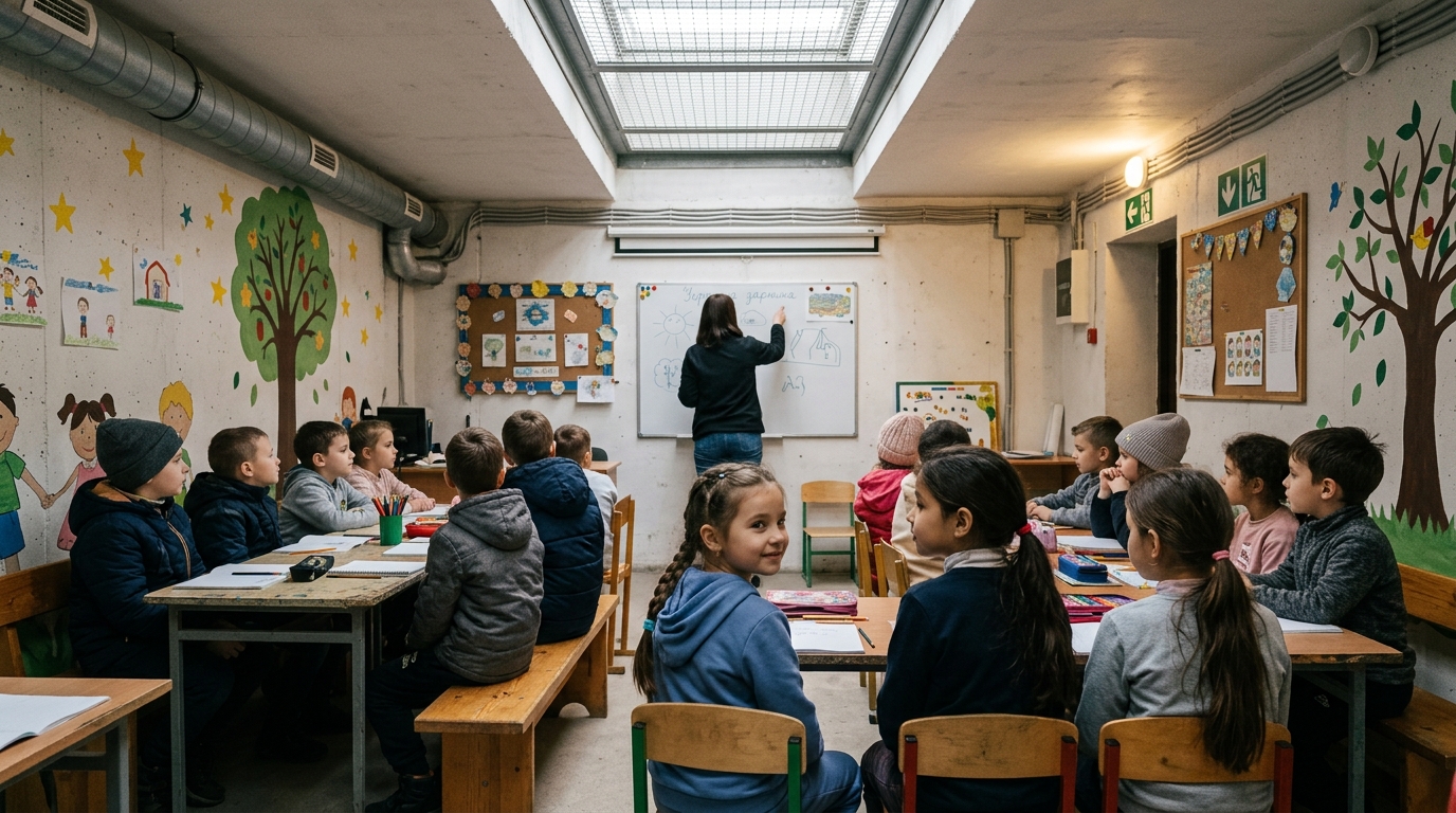 Children go underground as Ukraine starts new school year under constant Russian fire