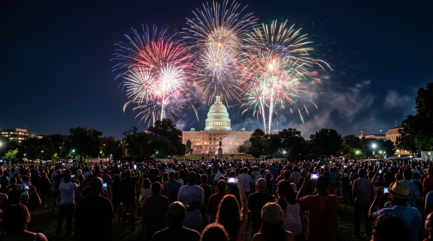 America celebrates 250 years with July 4th festivities, storms, and political reflections