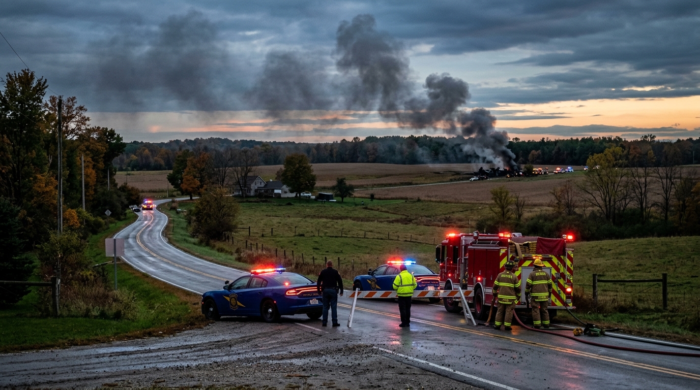 US Military F-16 fighter jet crashes and bursts into flames in Michigan