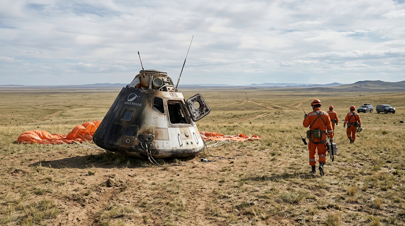 US-Russian space crew lands safely after eight-month stint on ISS