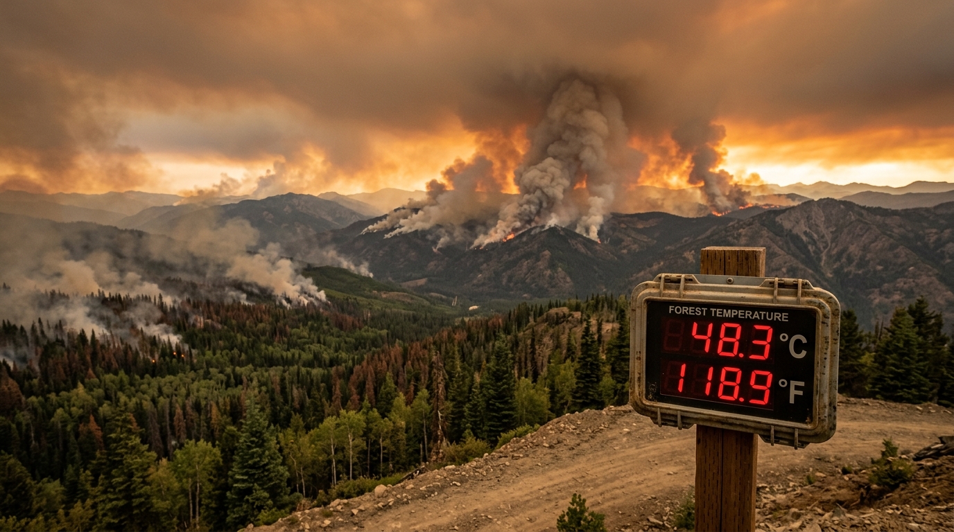 Wildfires rage across Western US and Canada as Europe breaks temperature records